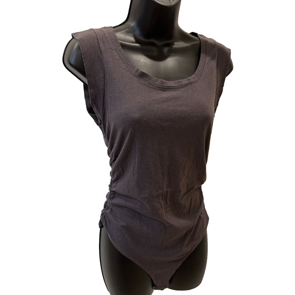 Altard State Womens Bodysuit Size S Cap Sleeve Snap Closure Ruched TShirt Style